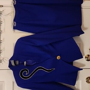 Elegant Blue Blazer and Skirt Set